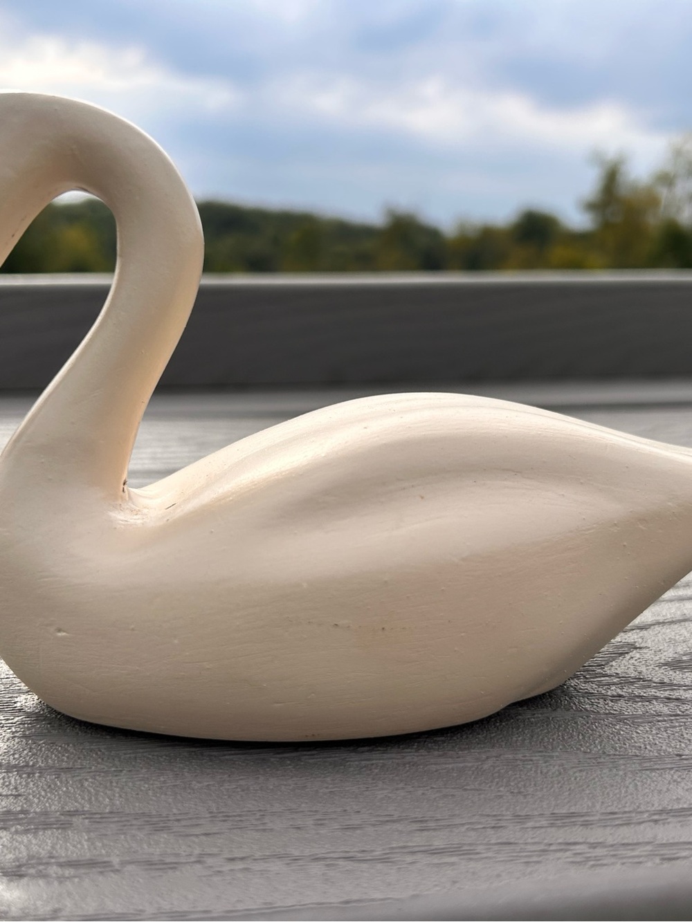 Vintage Wooden Swan Figurine Cream Bird Sculpture Decoy decor - Picture 2 of 8